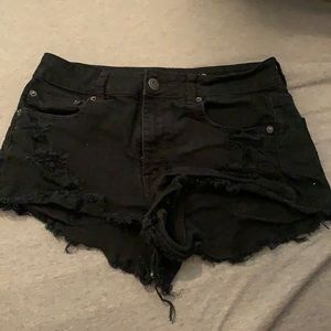 black denim shorts